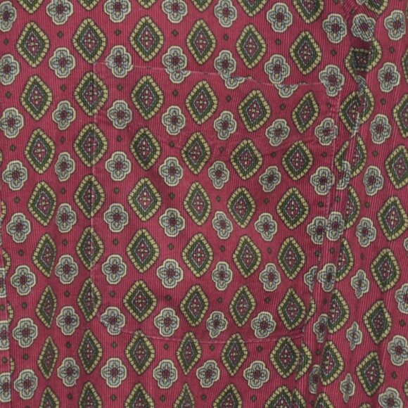 VTG Cambridge Mens XXL Maroon Burgundy Corduroy Geometric Print Button Up Preppy - Picture 4 of 8